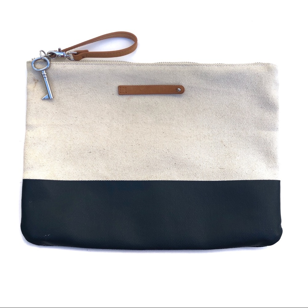 KEEP Collective Pouch Navy Cream with Charm Strap